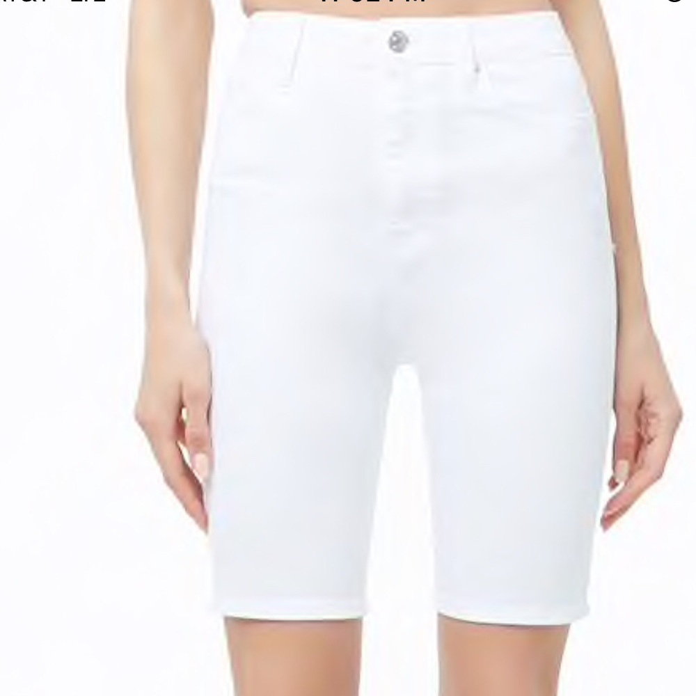 High Rise Denim Bermuda Shorts